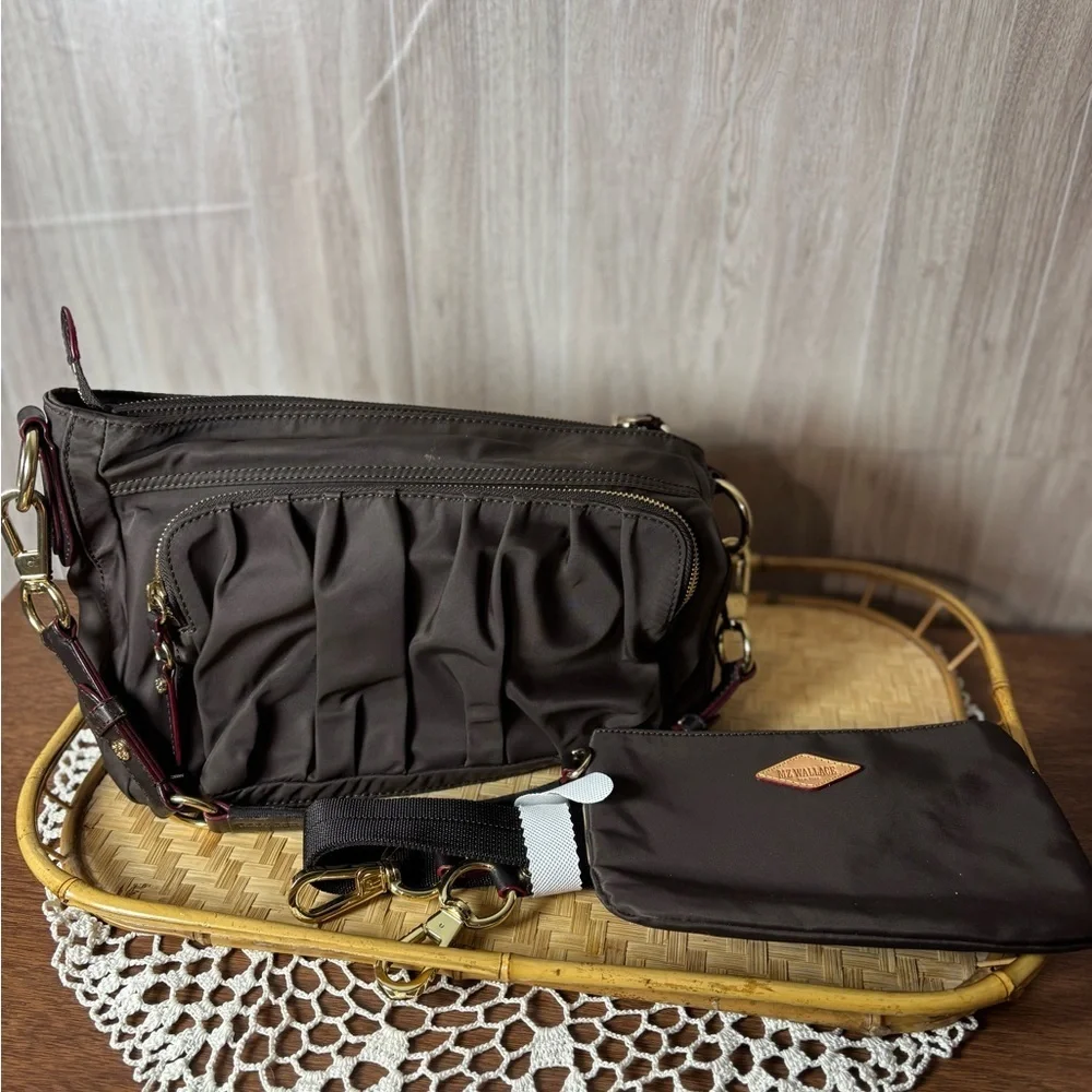 MZ Wallace Paige Nylon Chic Brown Crossbody Bag